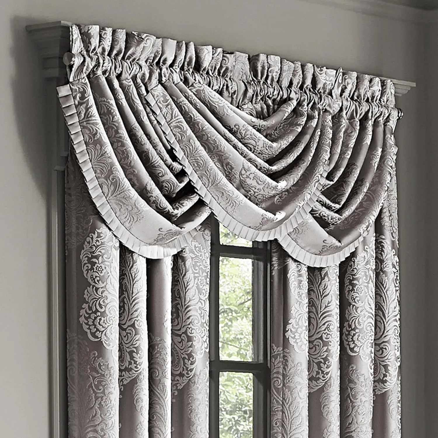 La Scala Waterfall Window Valance Silver 49 x 33