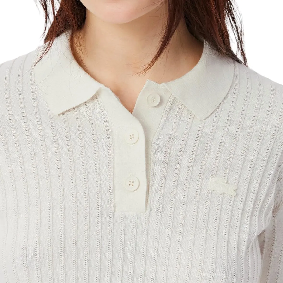 Lacoste Women's Regular Fit Ribbed Knit Polo Shirt