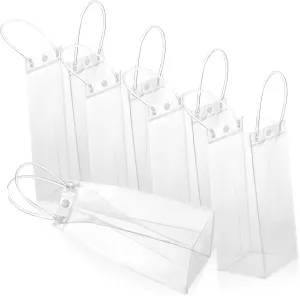 LAPYAPPE 15pcs Clear present Bags with Handle Party Favor Bags for Retail Events present Display Transparent Design for Easy Viewing Convenient Carrying Button Closure