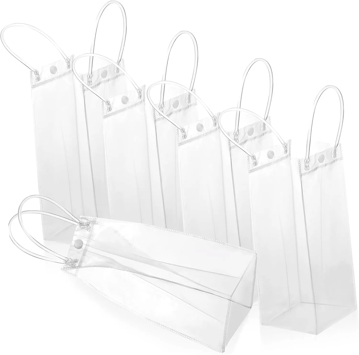 LAPYAPPE 15pcs Clear present Bags with Handle Party Favor Bags for Retail Events present Display Transparent Design for Easy Viewing Convenient Carrying Button Closure