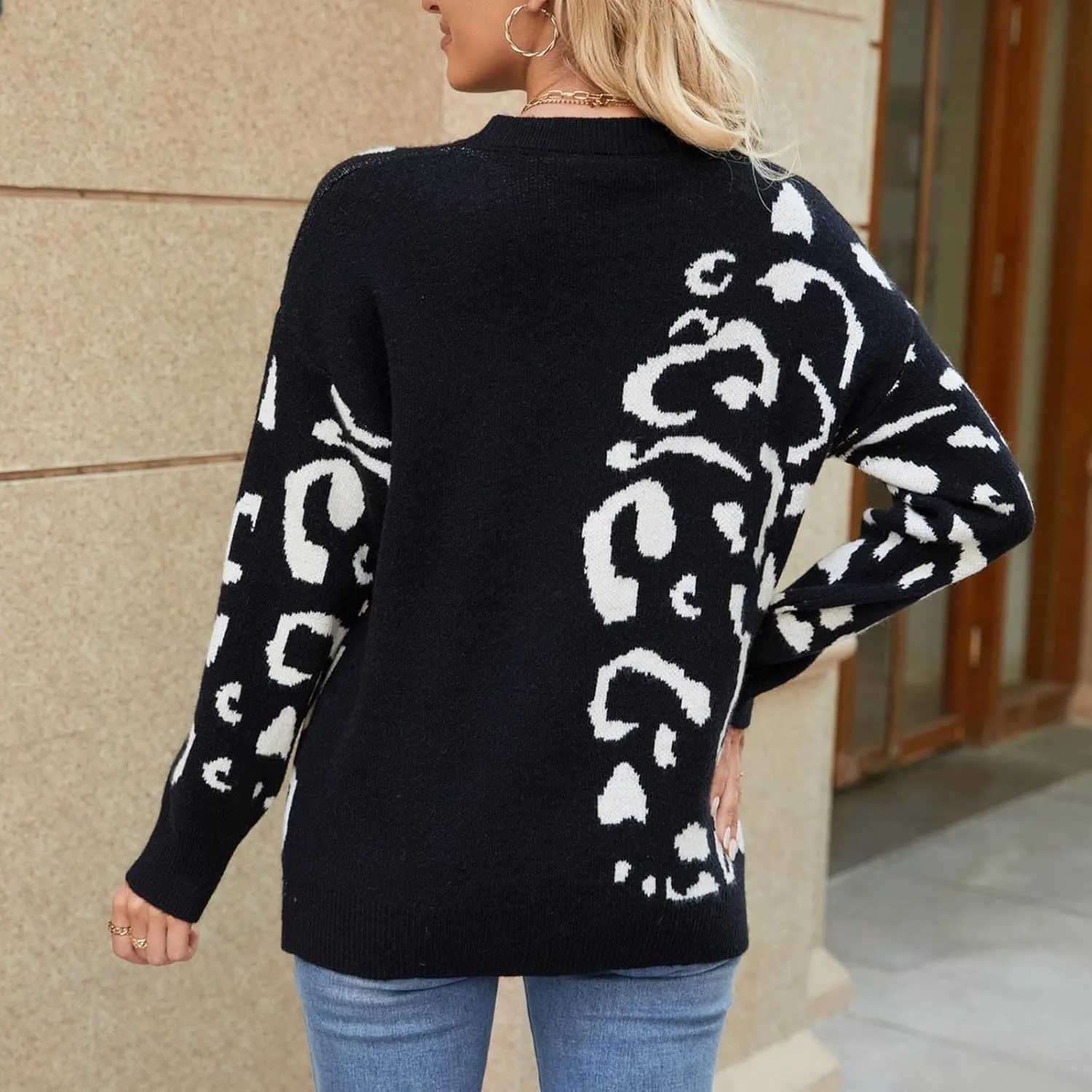 Lastesso Sweaters for Women Casual Long Sleeve Knit Color Block Pullover Sweater Cozy Preppy Chunky Fall Winter Clothing