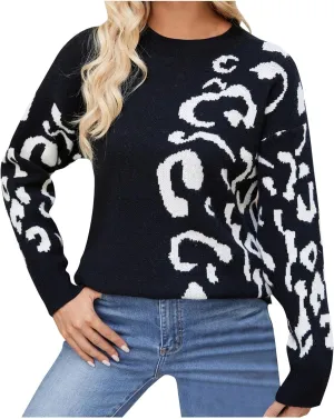 Lastesso Sweaters for Women Casual Long Sleeve Knit Color Block Pullover Sweater Cozy Preppy Chunky Fall Winter Clothing