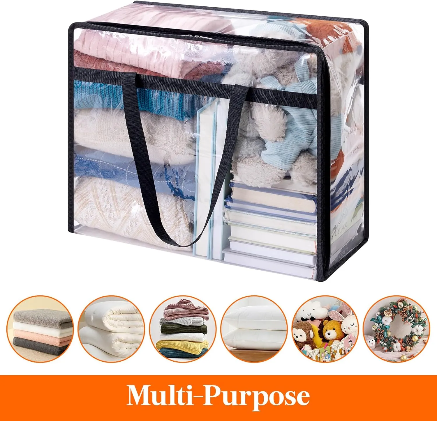 Lifewit 6 Pack Clear Clothes Storage Bags, 40L Plastic Blanket Storage Bag, Vinyl Foldable Moving Bags with Zipper, Closet Organizers and Storage Containers for Bedding, Duvet, Comforter