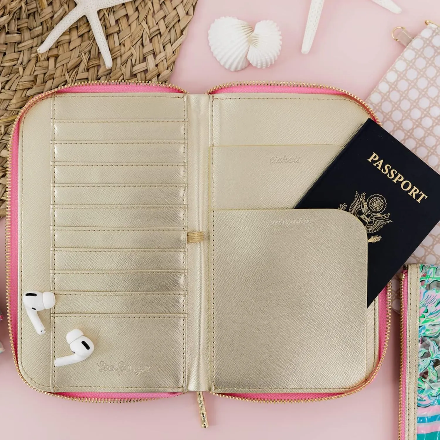 Lilly Pulitzer Travel Wallet Passport Holder, Vegan Leather Wristlet Wallet for Women, Travel Document Organizer, Chick Magnet