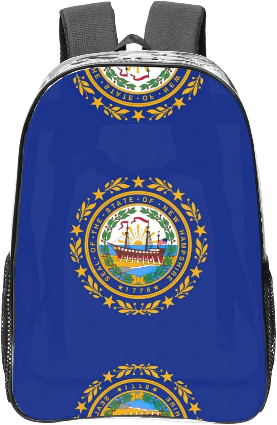 LimPac New Hampshire State Flag Clear Backpack Stadium Events Approved Transparent Pvc Bookbag For Concert Work College
