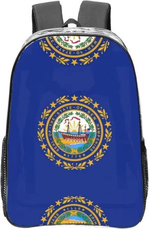 LimPac New Hampshire State Flag Clear Backpack Stadium Events Approved Transparent Pvc Bookbag For Concert Work College