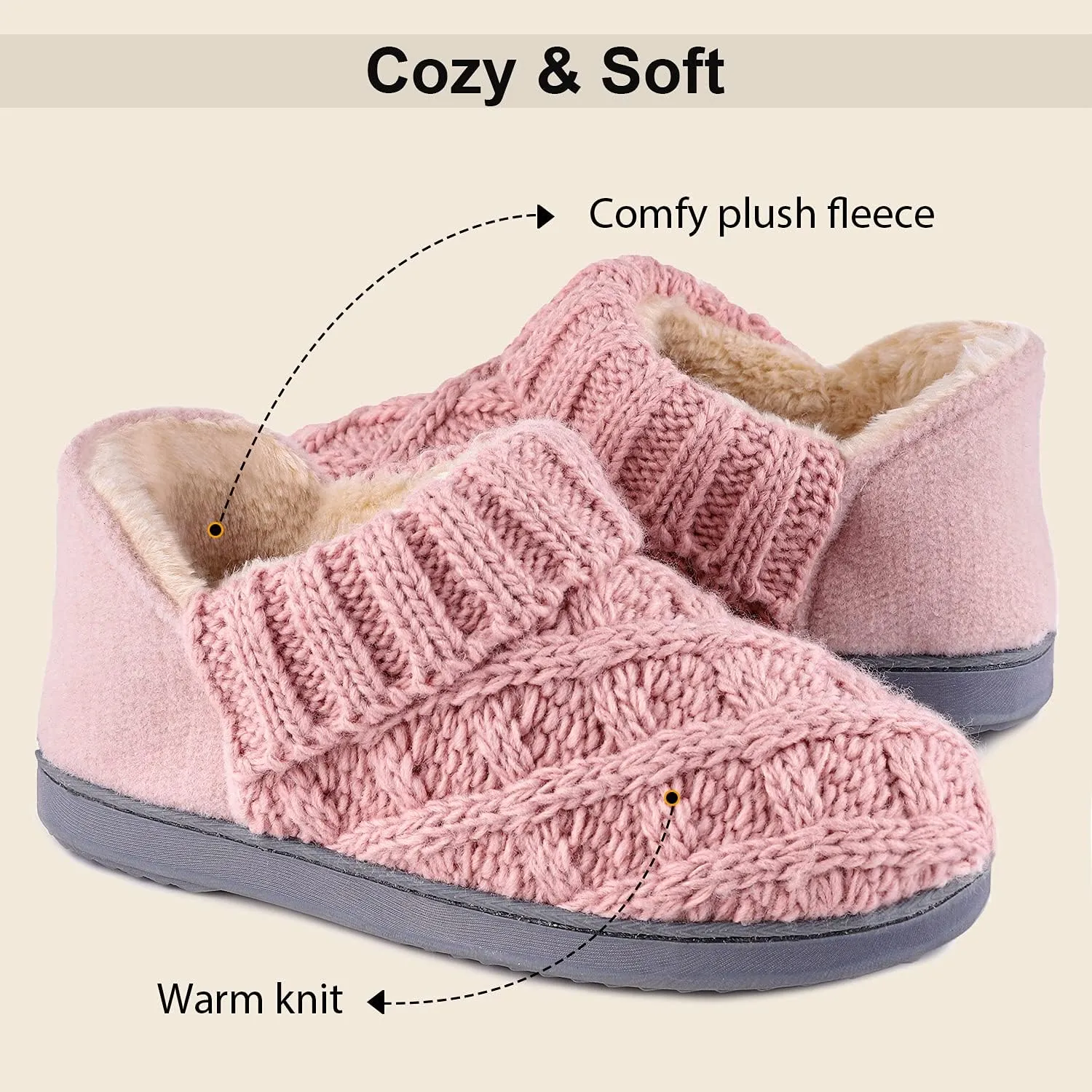LongBay Women's Warm Bootie Slippers Winter Memory Foam House Shoes for Indoor Outdoor