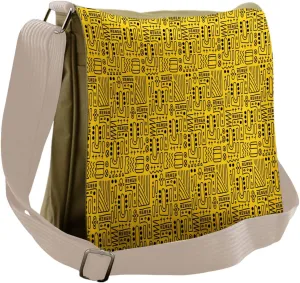 Lunarable Aztec Messenger Bag, Geometric Shapes Cultural, Unisex Cross-body