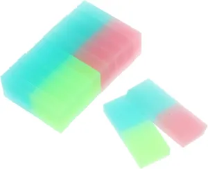 Lurrose 12pcs Erasers Kids Double Color Gradient Jelly Square Erasers Pastel Bulk Kneadable