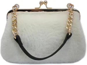 Luxurious Shearling Wool Handbag - Elegant Convertible Top Handle Bag with Adjustable Strap, Shoulder and Crossbody Use