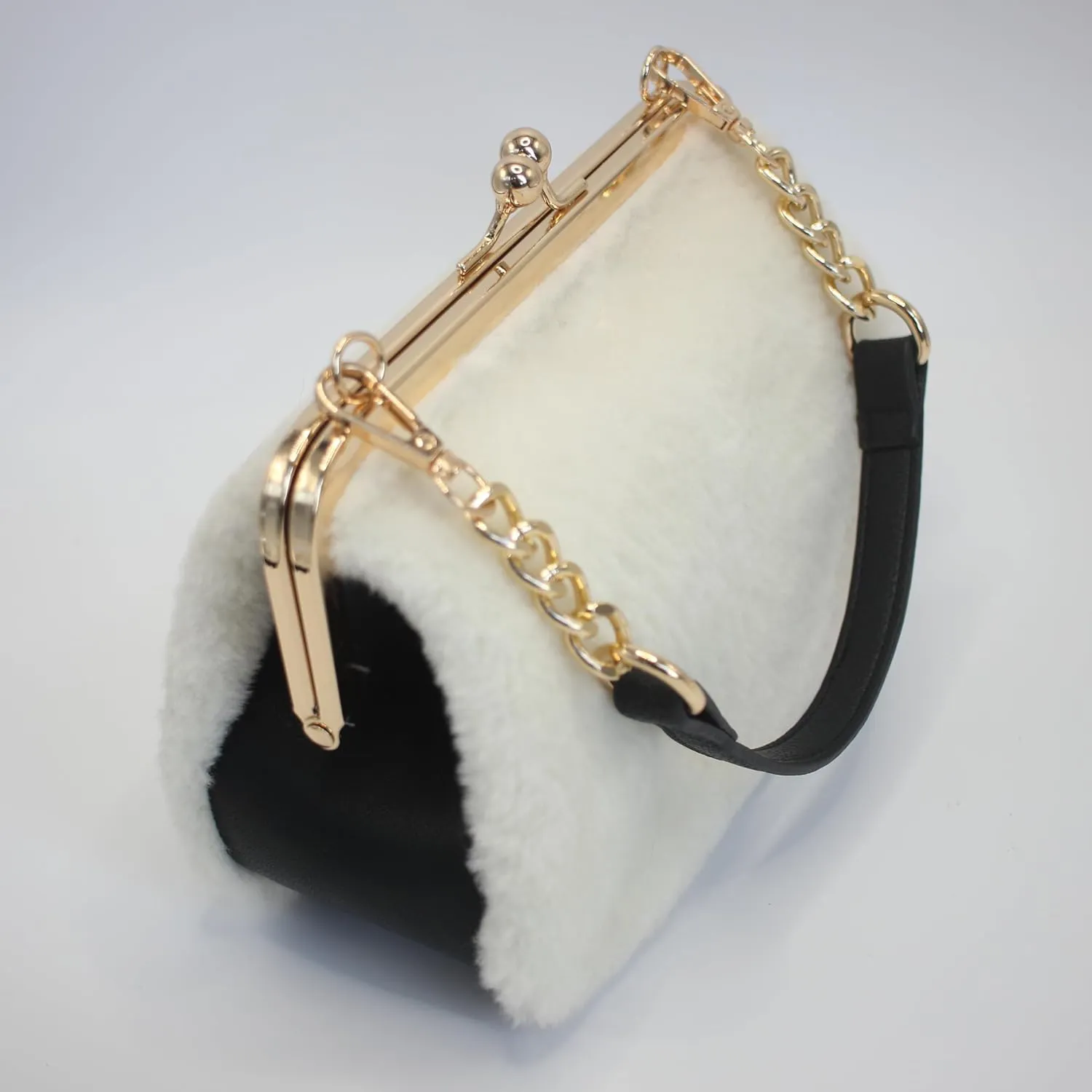 Luxurious Shearling Wool Handbag - Elegant Convertible Top Handle Bag with Adjustable Strap, Shoulder and Crossbody Use