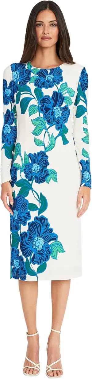 Maggy London Women's Long Sleeve Floral Printed Sheath