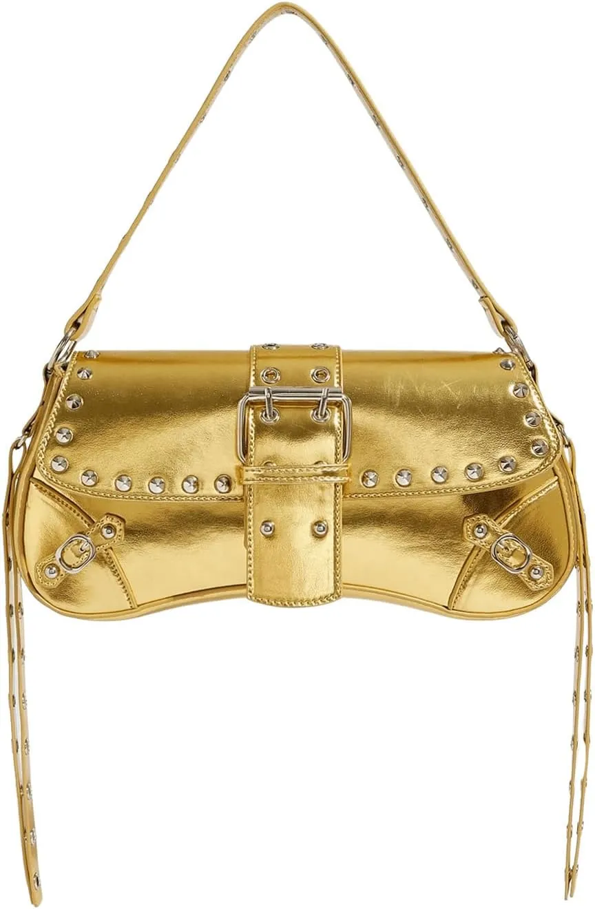 MakeMeChic Women's Shoulder Bags Y2K PU Leather Clutch Small Purse Hobo Bags