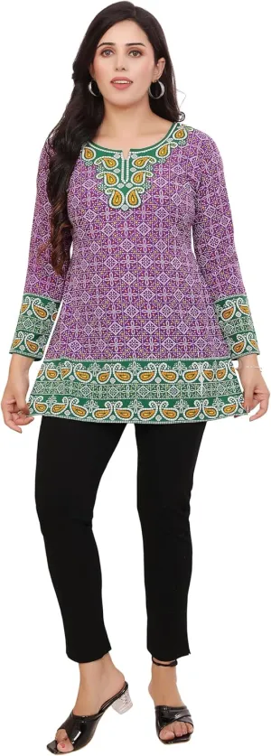 Maple Clothing Short Kurti Indian Tunic Top Women's Printed India Apparel Outfit