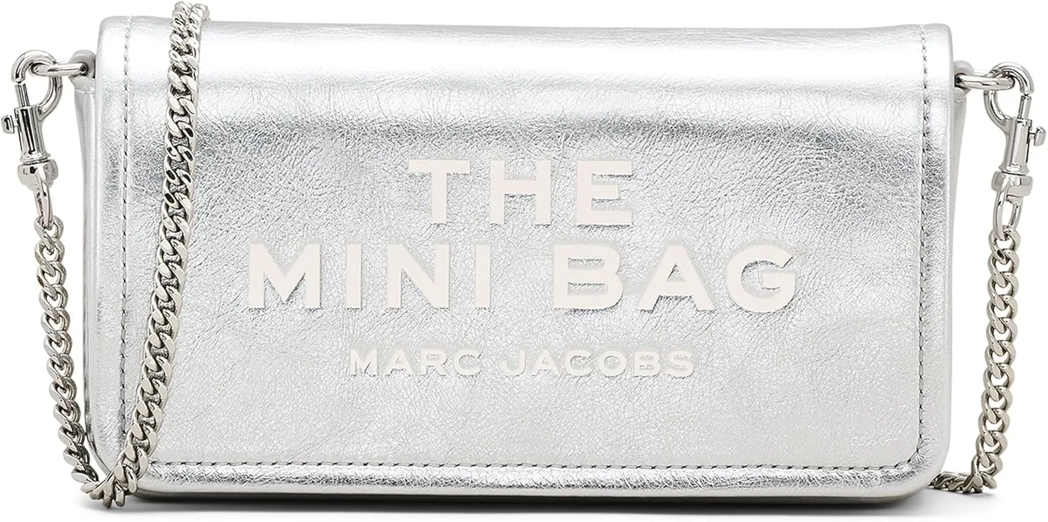 Marc Jacobs The Metallic Leather Chain Mini Bag, Silver