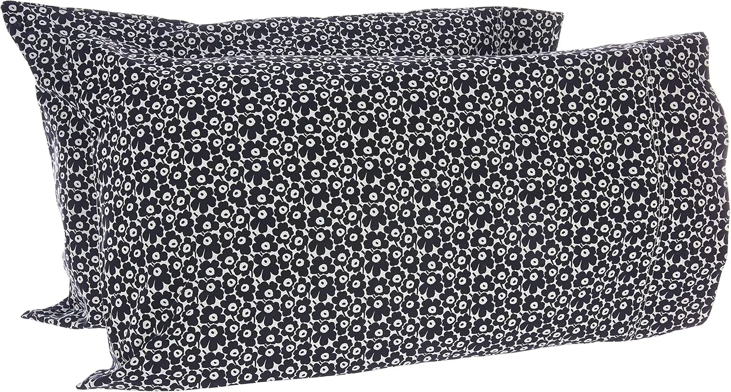 Marimekko - Pillowcase Set, Cotton Percale Bedding, Smooth & Cool Home Decor (Pikkuinen Unikko Black, Standard)