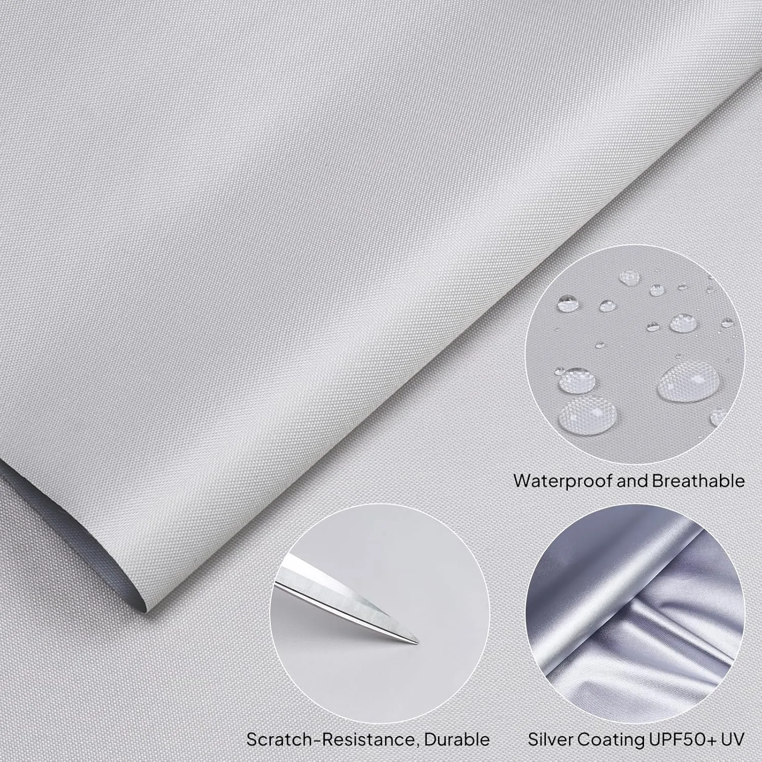 Marine Waterproof Fabric Sun-Protection UPF50  Material 60" Wide by 36" UV-Resistant Blackout, Lightweight Durable Ripstop Canvas Material for Tarp Tent Poncho Rainfly Pack, Off White