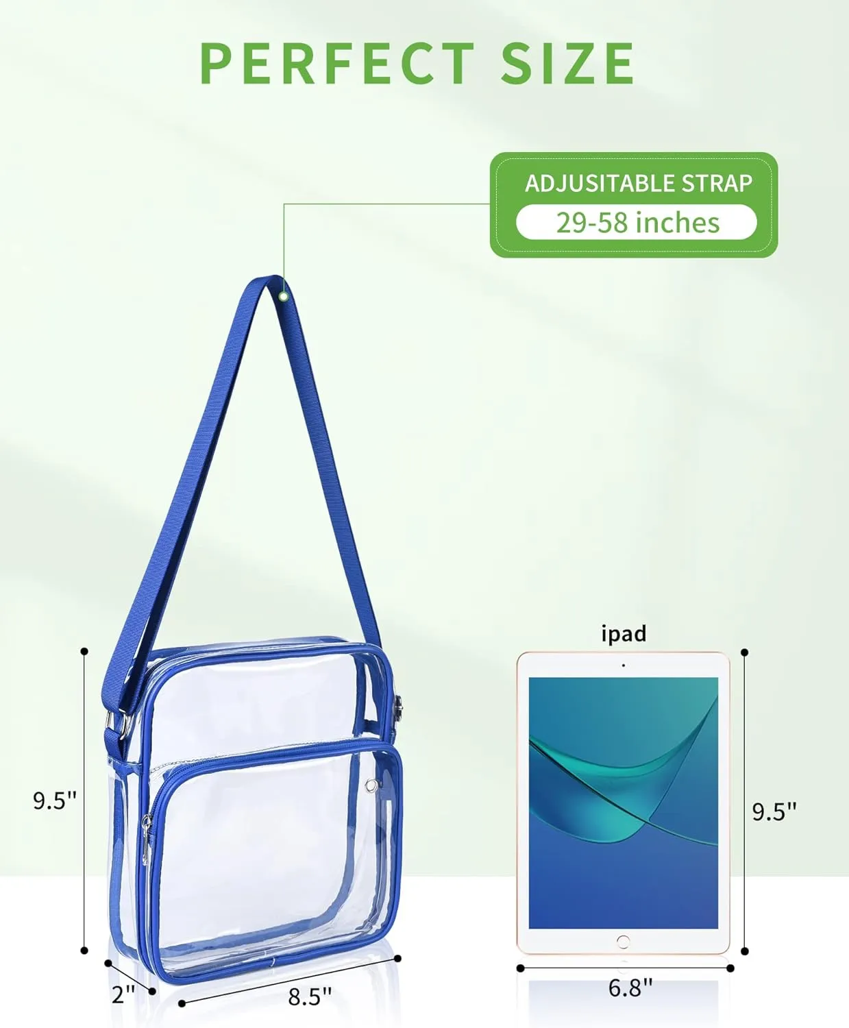 MAY TREE Clear Messenger Bag Stadium Approved Clear Bag Purse for Stadium Events Concert Sport Work