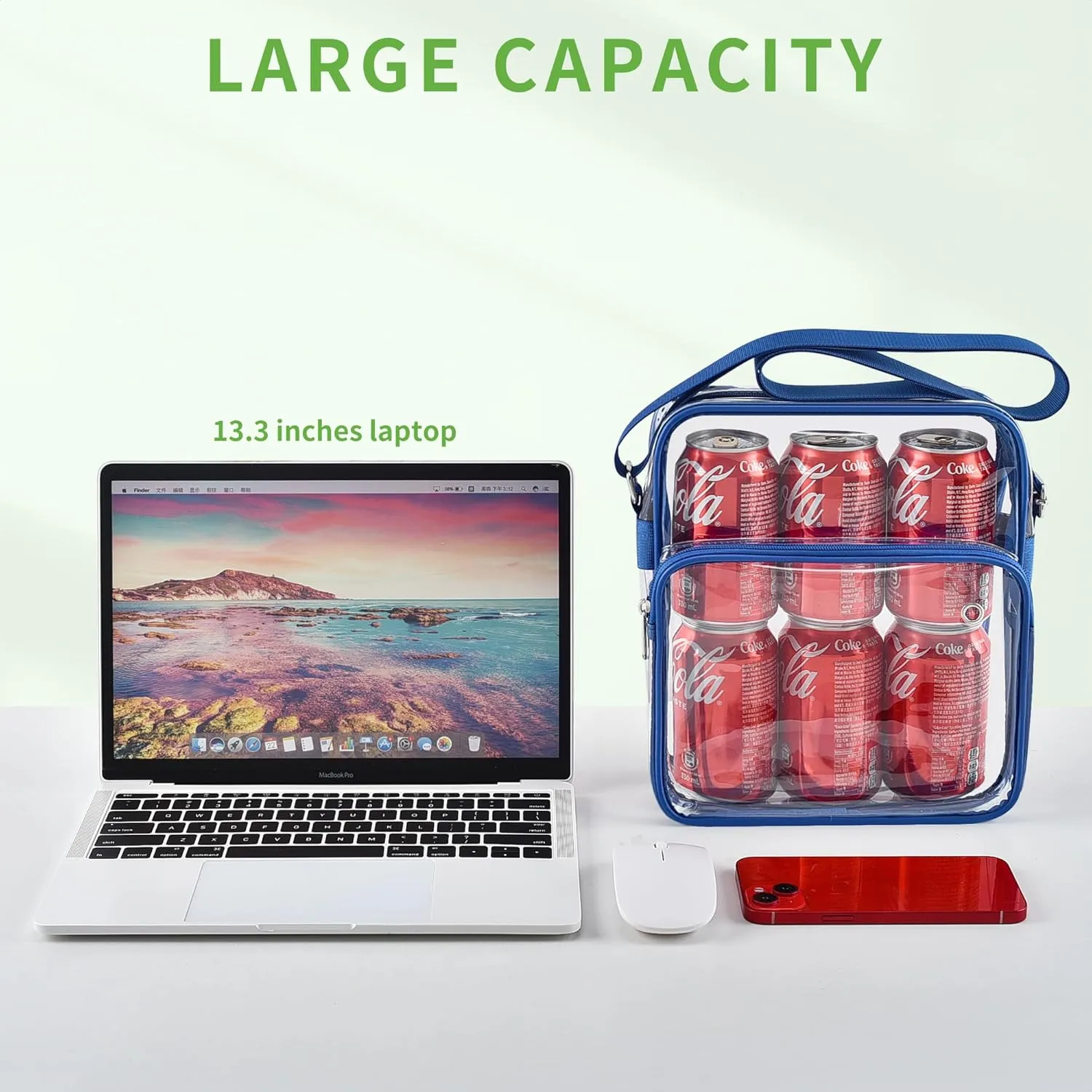 MAY TREE Clear Messenger Bag Stadium Approved Clear Bag Purse for Stadium Events Concert Sport Work