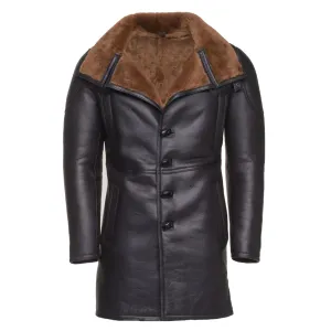 Men B4 RAF Aviator Brown Real Leather bomber Fur Coat