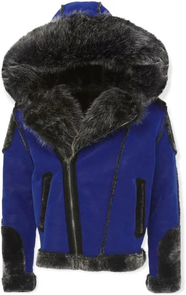 Men EL Jefe Shearling Moto Jacket (Black)