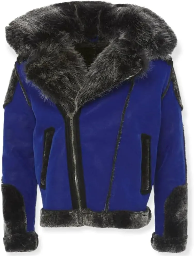 Men EL Jefe Shearling Moto Jacket (Black)