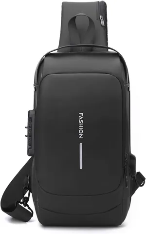 Men's and women's casual waist bags, waterproof sling bags, crossbody bags (Black)