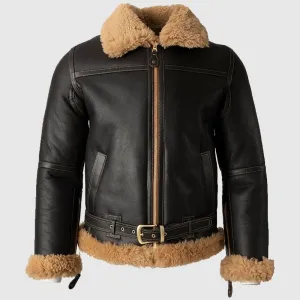 Mens B3 RAF Black Leather Pilot Aviator Jacket