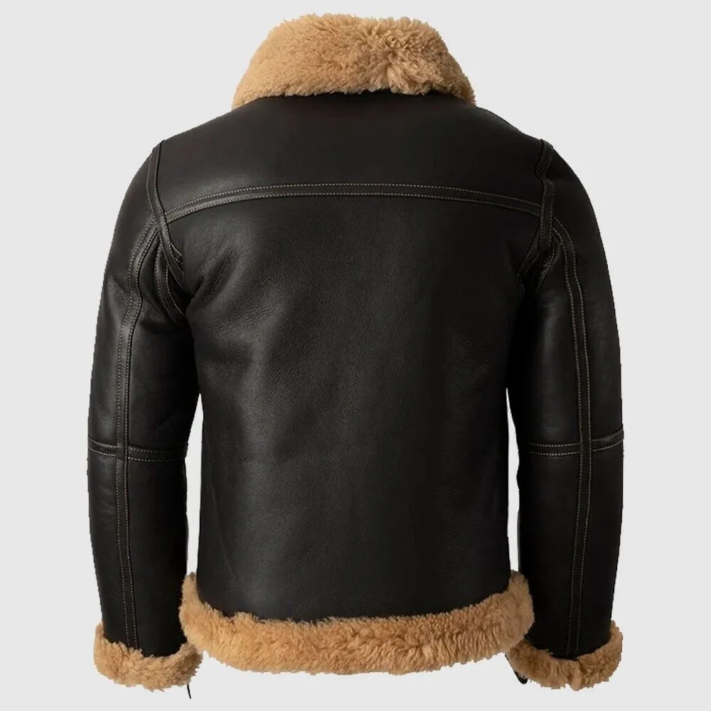 Mens B3 RAF Black Leather Pilot Aviator Jacket