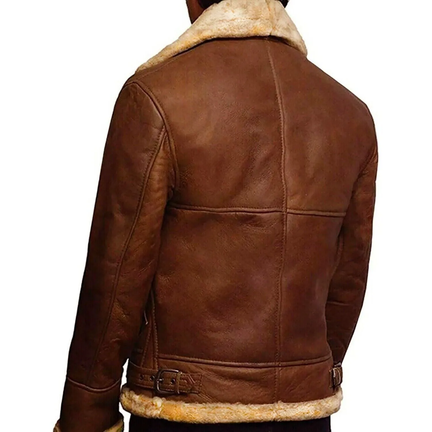 Mens Distressed Brown Aviator Jacket