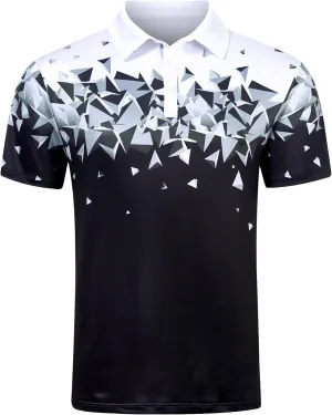 Mens Golf Shirts Short Sleeve Dry Fit Athletic Moisture Wicking Golf Polo Performance Printed Collared Polos