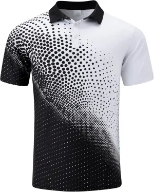 Mens Golf Shirts Short Sleeve Dry Fit Athletic Moisture Wicking Golf Polo Performance Printed Collared Polos
