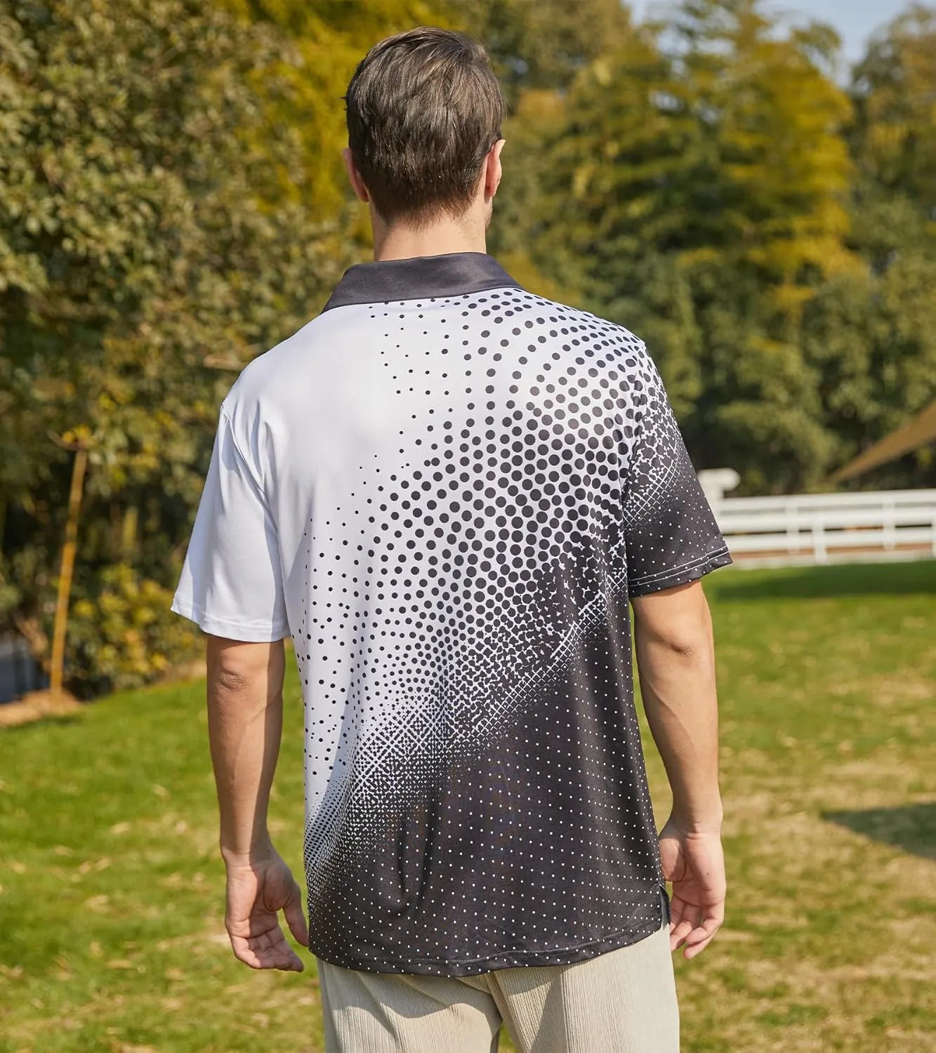 Mens Golf Shirts Short Sleeve Dry Fit Athletic Moisture Wicking Golf Polo Performance Printed Collared Polos