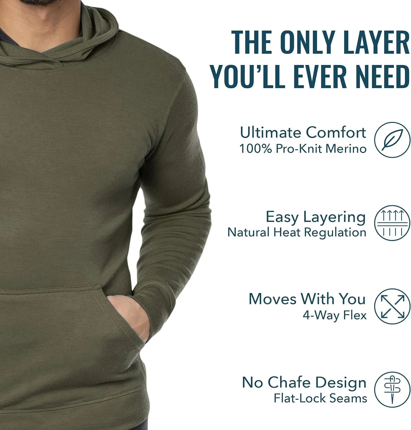 Men's Merino Pro-Knit Hoodie By Woolly | RWS Certified | Warm, Soft, Seattle Designed