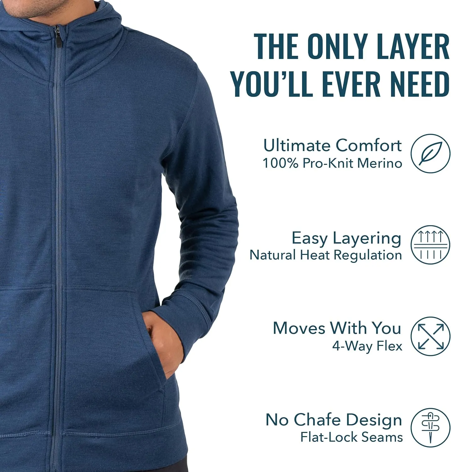 Men's Merino Pro-Knit Hoodie By Woolly | RWS Certified | Warm, Soft, Seattle Designed