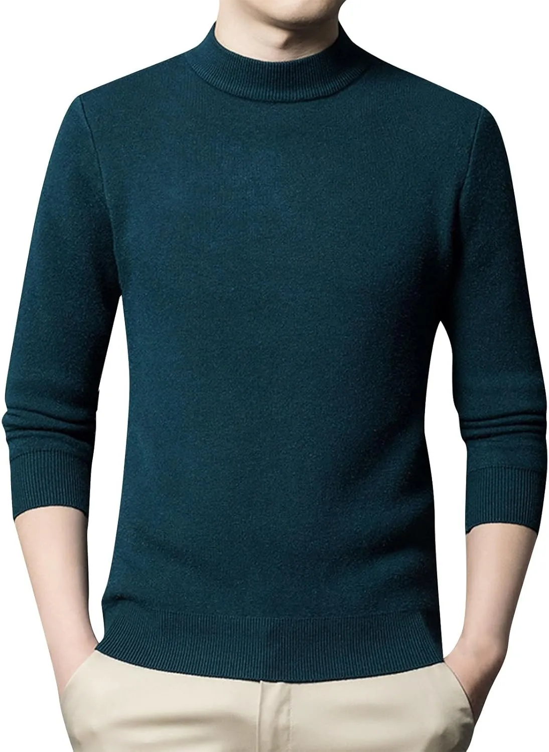 Mens Pull Over Sweater Slim Fit Warm Turtleneck Thick Jumper Basic Long Sleeve Knitted Tops Underwear Big and Tall