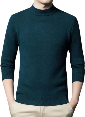 Mens Pull Over Sweater Slim Fit Warm Turtleneck Thick Jumper Basic Long Sleeve Knitted Tops Underwear Big and Tall