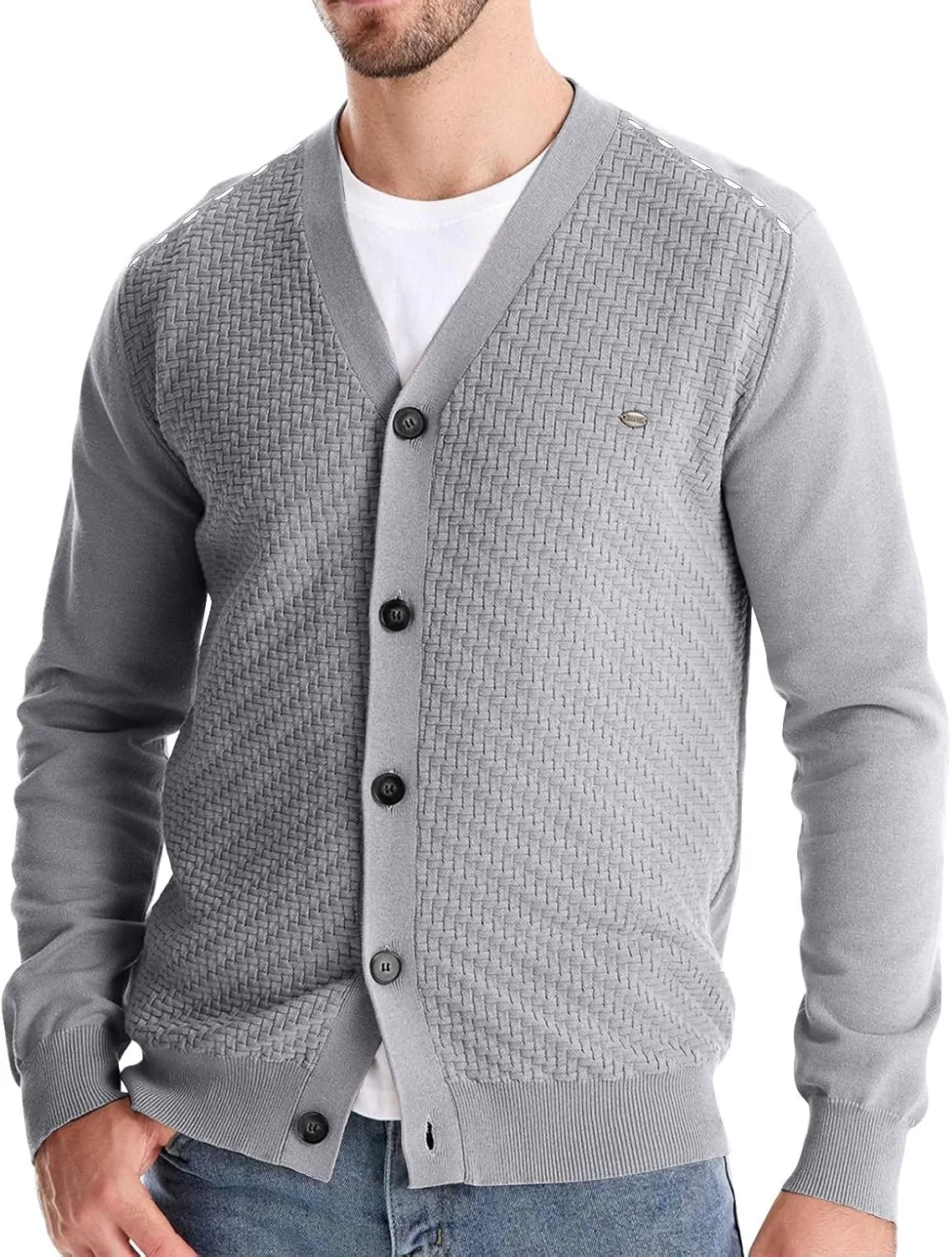 Mens Shawl Collar Cardigan Sweaters Knit Textured Sweater Button Down Long Sleeve Winter Casual Cardigans