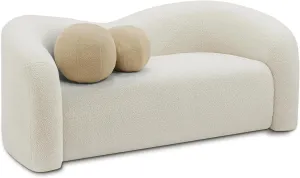 Meridian Furniture 186Cream-L Kali Collection Modern | Contemporary Loveseat with Soft Cream Faux Shearling Teddy Fabric, Curved Back, 62" W x 33" D x 27" H, Cream