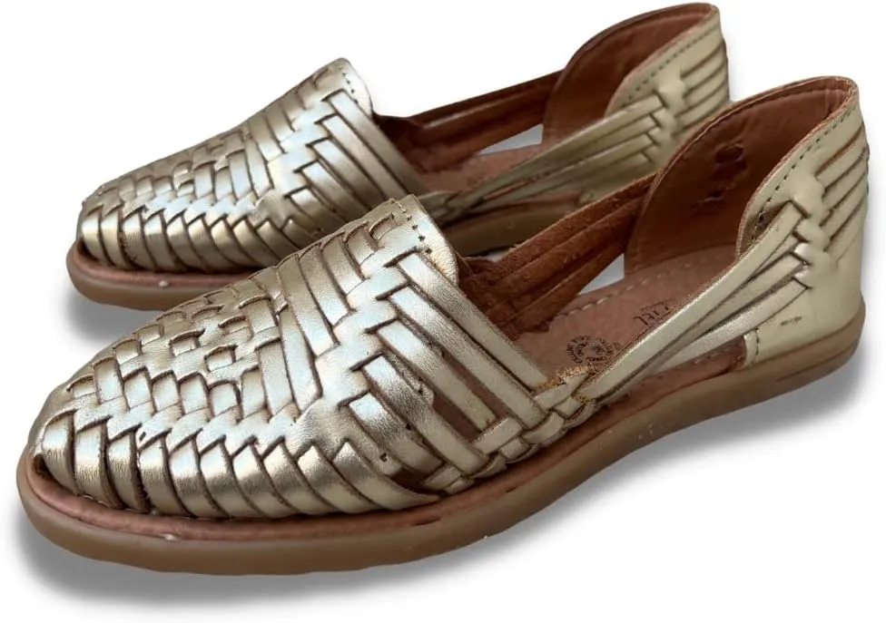 Mexico en la Piel Huarache Sandals for Women - Genuine Leather Handmade Sandals in Metallic Colors Gold, Silver, and Bronze - Comfortable, Water-Resistant, and Casual Slip-On Design