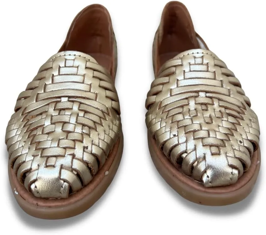 Mexico en la Piel Huarache Sandals for Women - Genuine Leather Handmade Sandals in Metallic Colors Gold, Silver, and Bronze - Comfortable, Water-Resistant, and Casual Slip-On Design