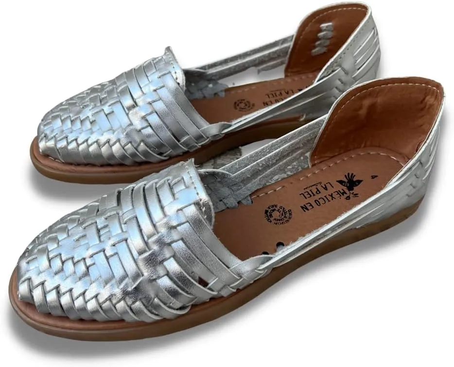 Mexico en la Piel Huarache Sandals for Women - Genuine Leather Handmade Sandals in Metallic Colors Gold, Silver, and Bronze - Comfortable, Water-Resistant, and Casual Slip-On Design