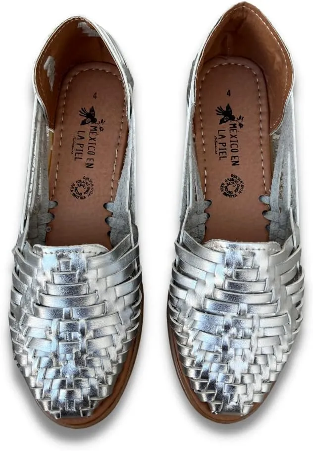Mexico en la Piel Huarache Sandals for Women - Genuine Leather Handmade Sandals in Metallic Colors Gold, Silver, and Bronze - Comfortable, Water-Resistant, and Casual Slip-On Design