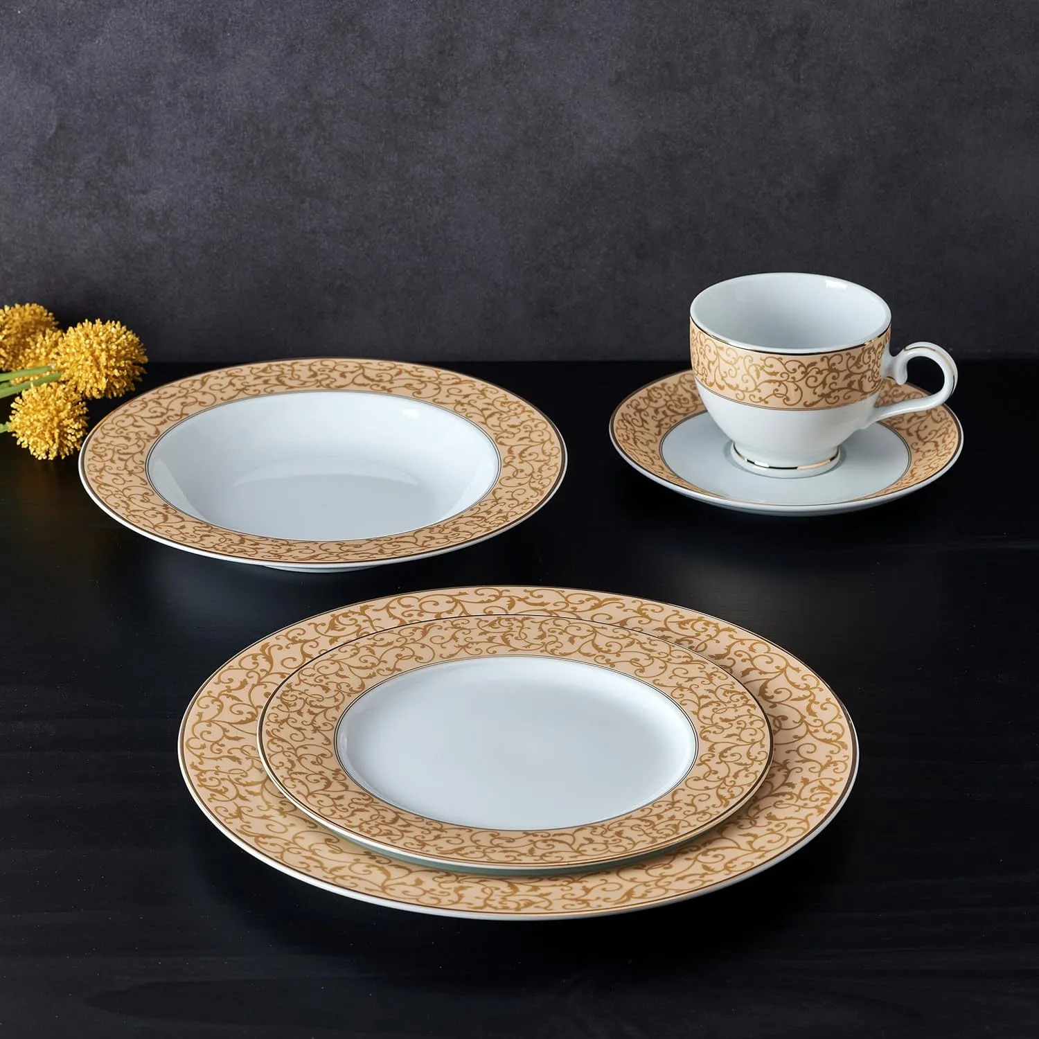 Mikasa Parchment Gold 40 Piece Dinnerware Set, Service for 8