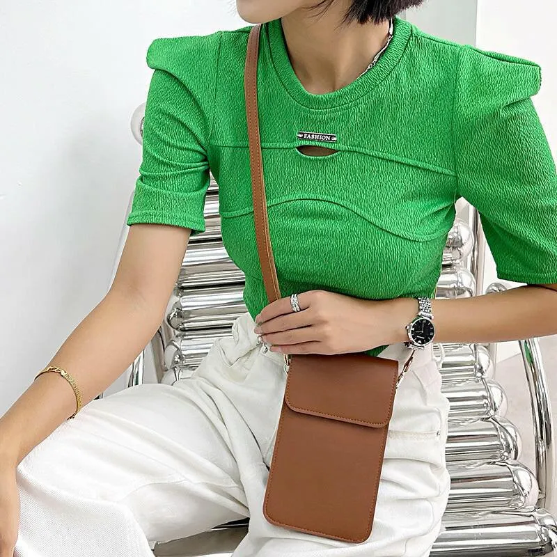 Mini Shoulder Crossbody Bags For Women Casual Solid Color Mobile Phone Bag Long Wallet