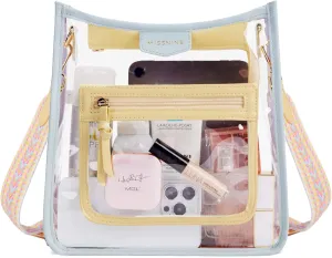 Missnine Clear Crossbody Bags for Women Stadium Approved Clear Purse for Concert Transparent Plastic Bag with Guitar Strap