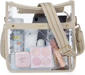 Missnine Clear Crossbody Bags for Women Stadium Approved Clear Purse for Concert Transparent Plastic Bag with Guitar Strap