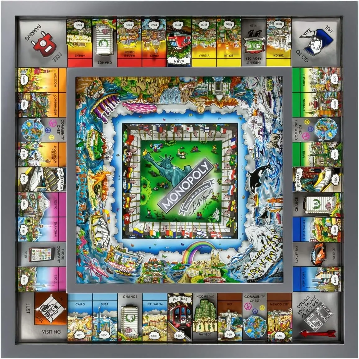 Monopoly World Silver Edition by Charles Fazzino