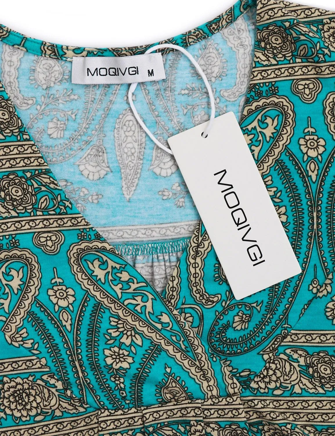 MOQIVGI Womens V Neck Printed Loose Fit Casual Blouse Top Tunic Shirt