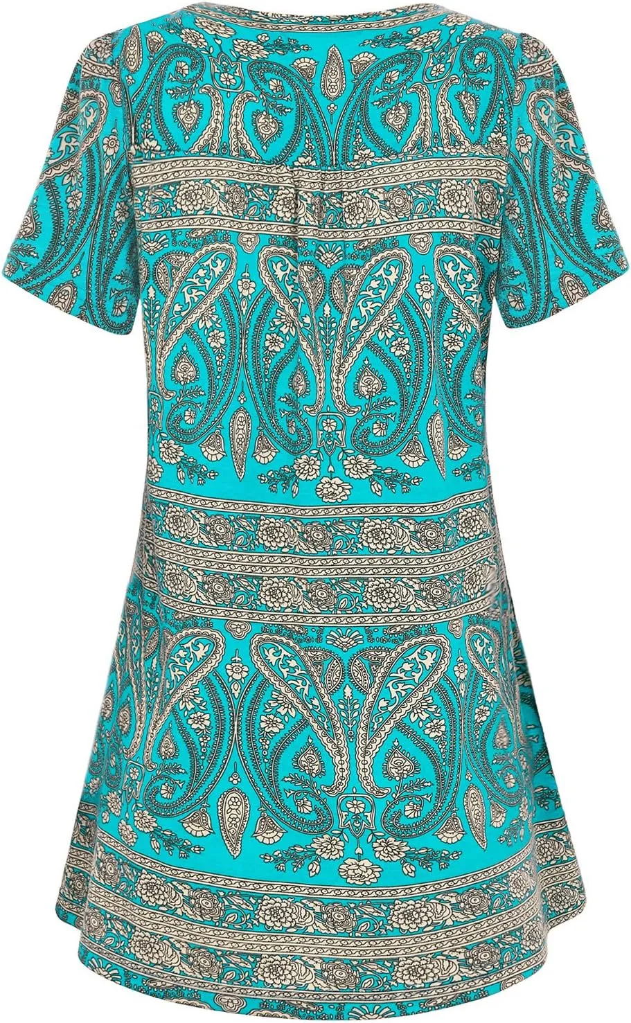 MOQIVGI Womens V Neck Printed Loose Fit Casual Blouse Top Tunic Shirt
